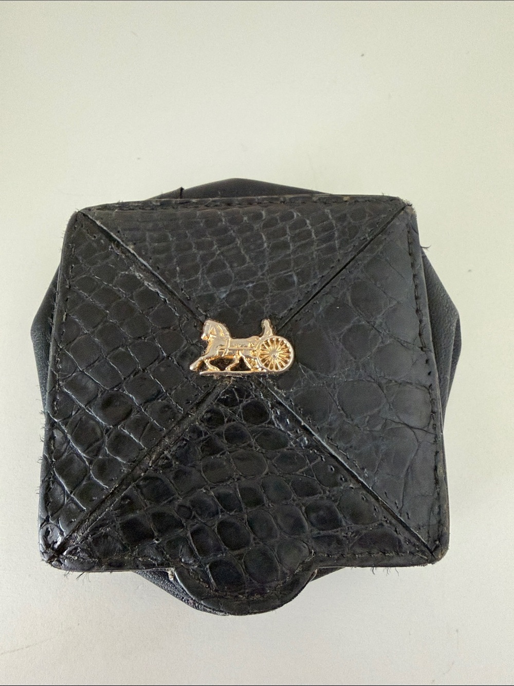Vintage Céline Paris Black Leather Horse Carriage Coin Purse Made in Italy